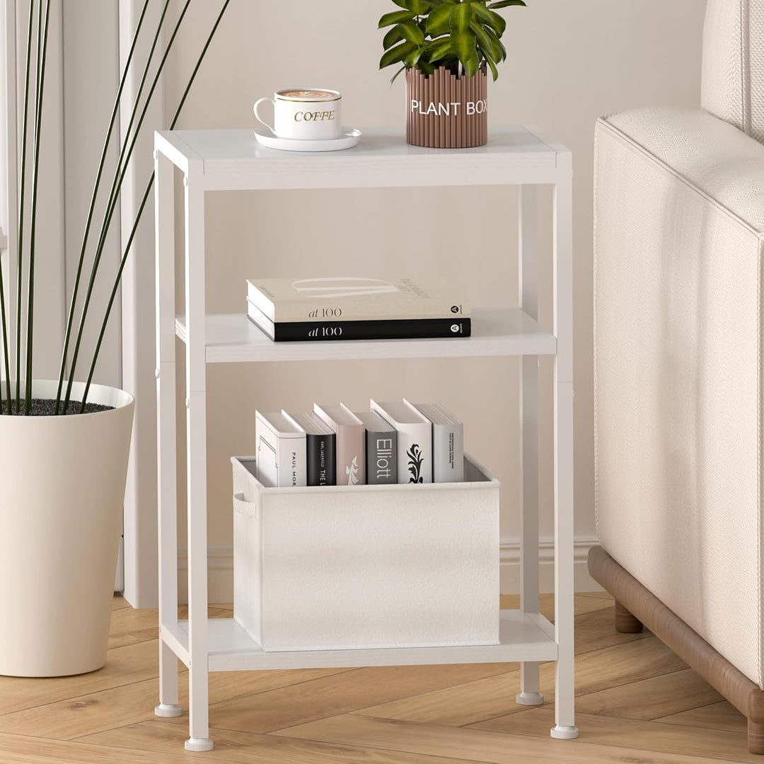 Schmaler Beistelltisch, Nachttisch, Kleiner Tisch, 3 Ablagen Nachttisch Schmal mit Stauraum, sofa be
