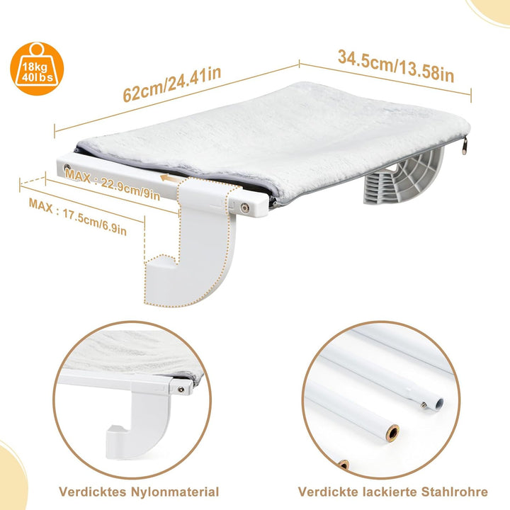 GUUSII HOME Katzenliege Balkon Fensterhängematte für Heizung 62 * 34.5cm Heizkörper Hängematte für K