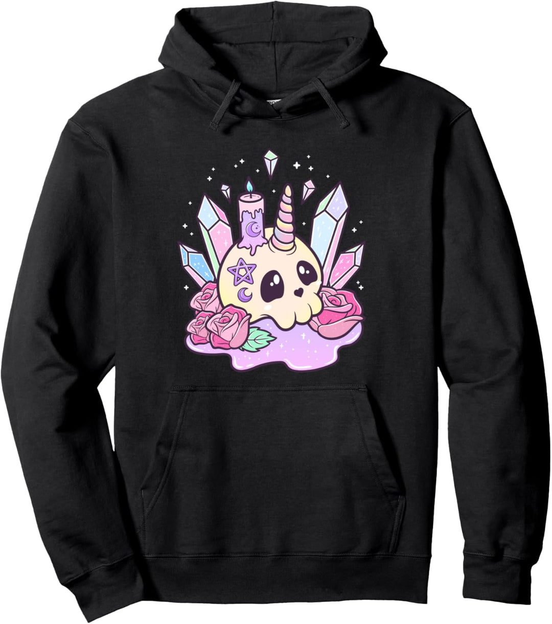 Pastell Goth Süss Creepy Kawaii Menhera Skull Pullover Hoodie