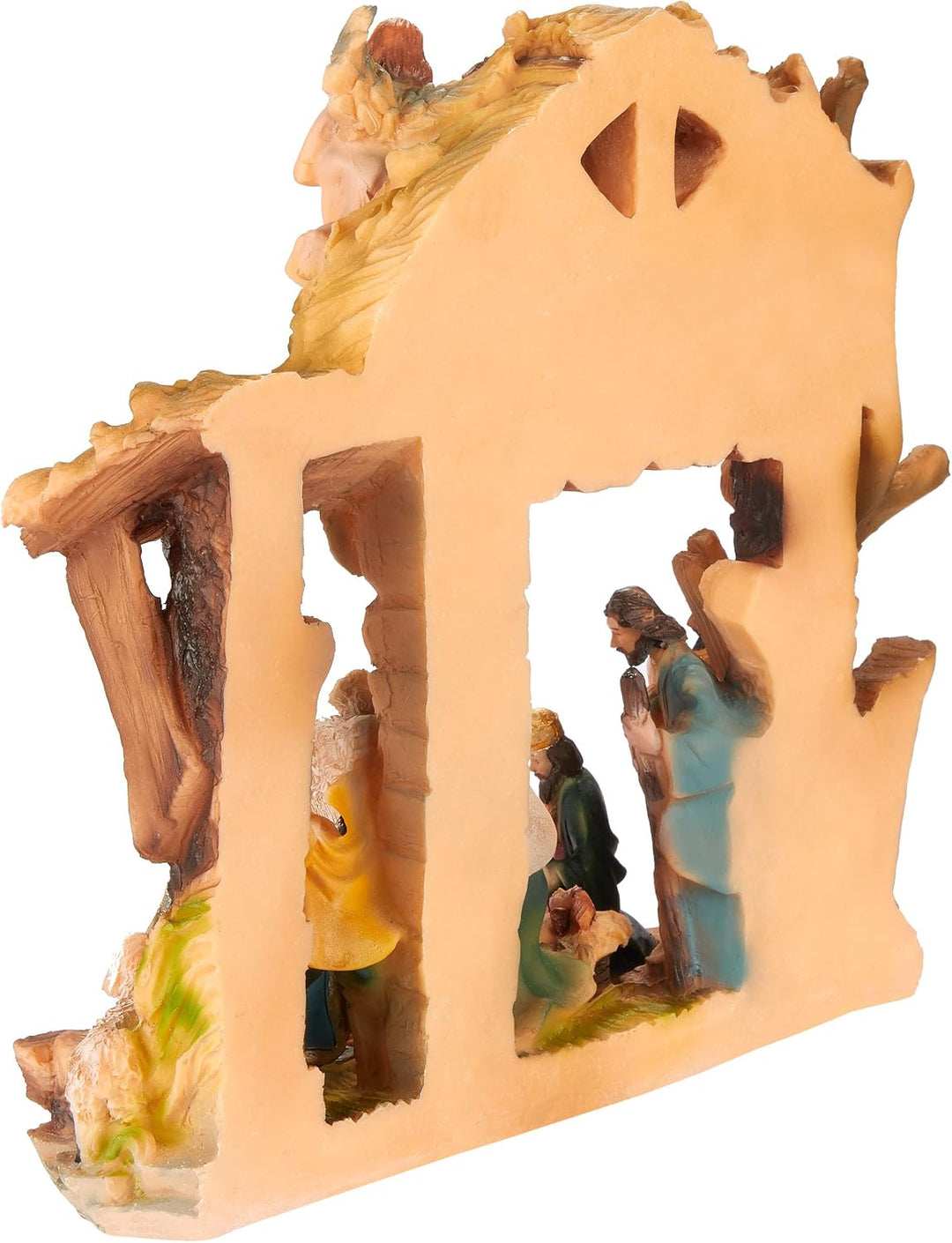 BRUBAKER Weihnachtskrippe - Jesus, Maria, Josef und die Könige im Krippenstall - 22 cm Tischkrippe W