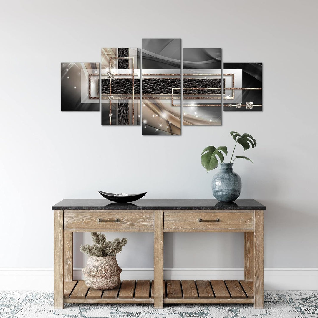 Runa Art Wandbilder Abstrakt 5 Teilig Bild auf Vlies Leinwand Deko Wohnzimmer Schlafzimmer Diamant B