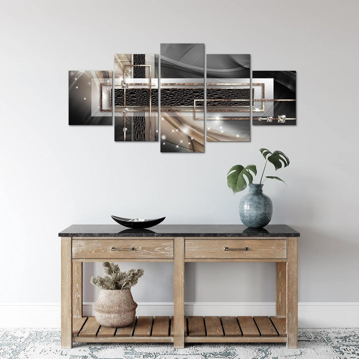 Runa Art Wandbilder Abstrakt 5 Teilig Bild auf Vlies Leinwand Deko Wohnzimmer Schlafzimmer Diamant B