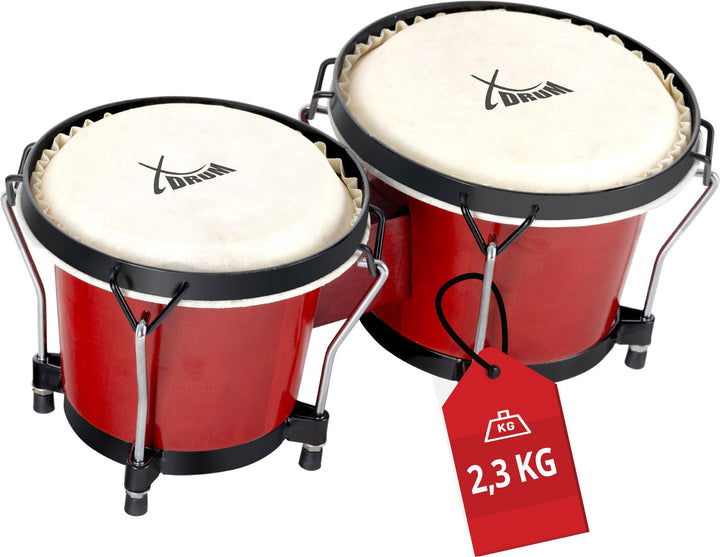 XDrum Bongos Club - 6" Macho und 7" Hembra - Naturfelle - professionelles Stimmsystem - Schwarz sati