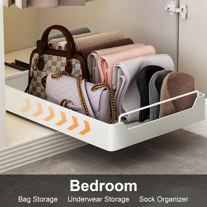 HOTOOLME 2er set Teleskopschublade Nachrüsten Ausziehbarer Schrank Organizer Pull Out Cabinet Kleben