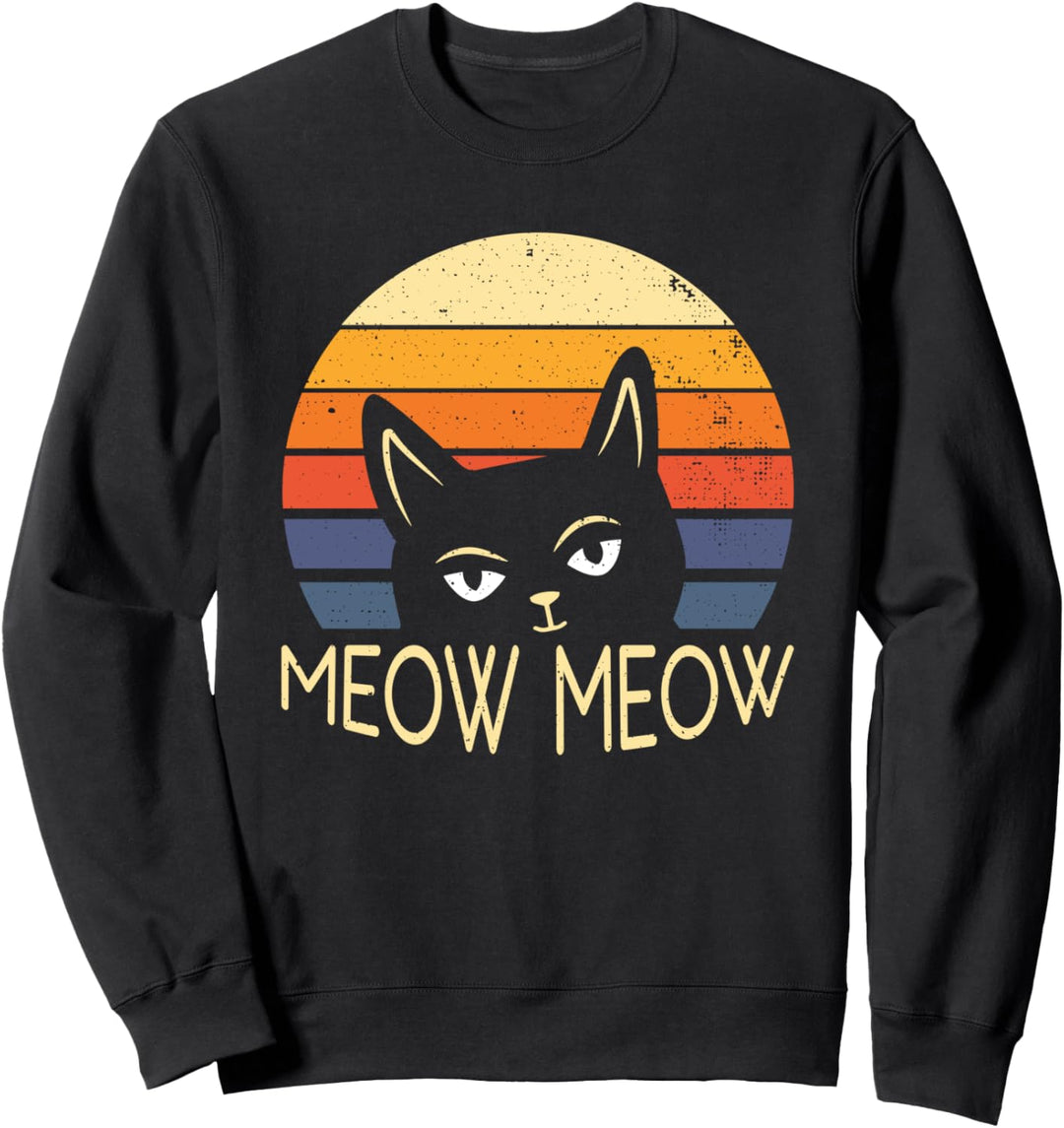 Meow Meow Cool Katze Katzen Retro Vintage Sweatshirt