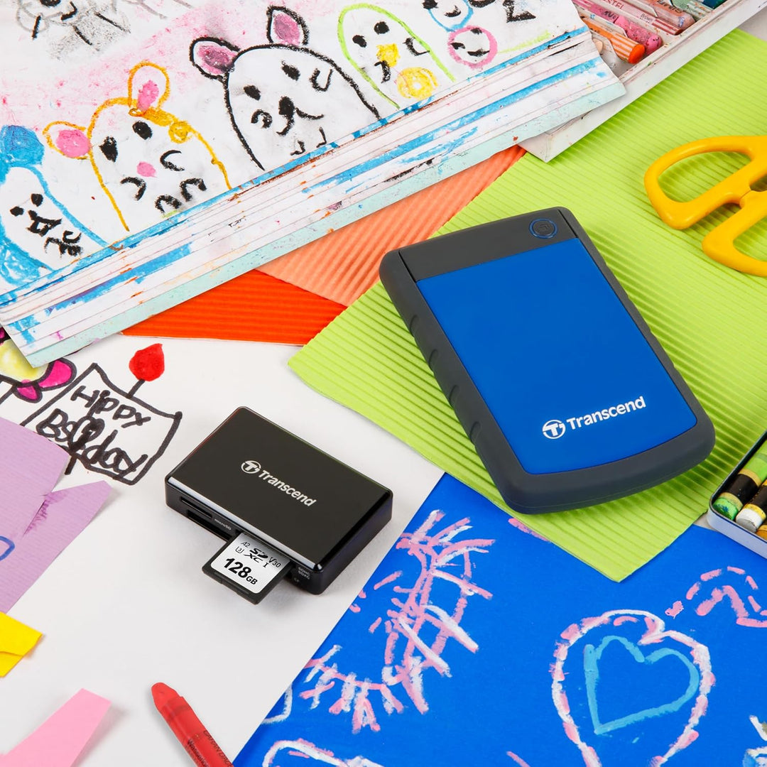 Transcend 2TB tragbare, robuste und stabile USB3.1 externe Festplatte (HDD) mit Backup-Funktion (Dat