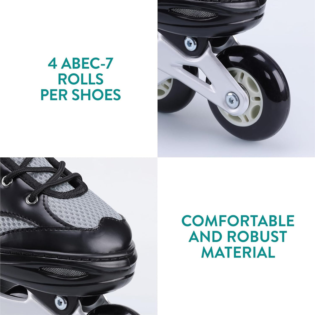 Navaris Inline Skates für Jungen & Mädchen - Inline Rollerblades Rollschuhe grössenverstellbar - Inl
