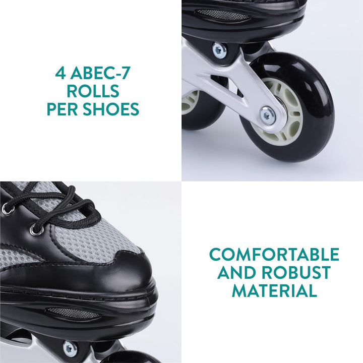 Navaris Inline Skates für Jungen & Mädchen - Inline Rollerblades Rollschuhe grössenverstellbar - Inl