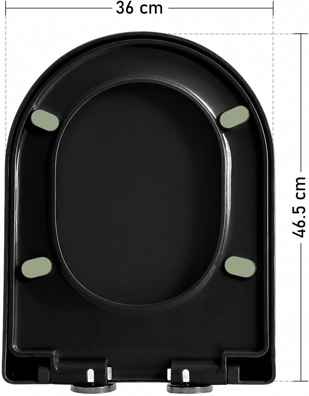 Toilettendeckel D-Form Schwarz 46,5x36cm, WC Sitz Eckig Modern mit Verstellbaren Scharnieren, Klodec