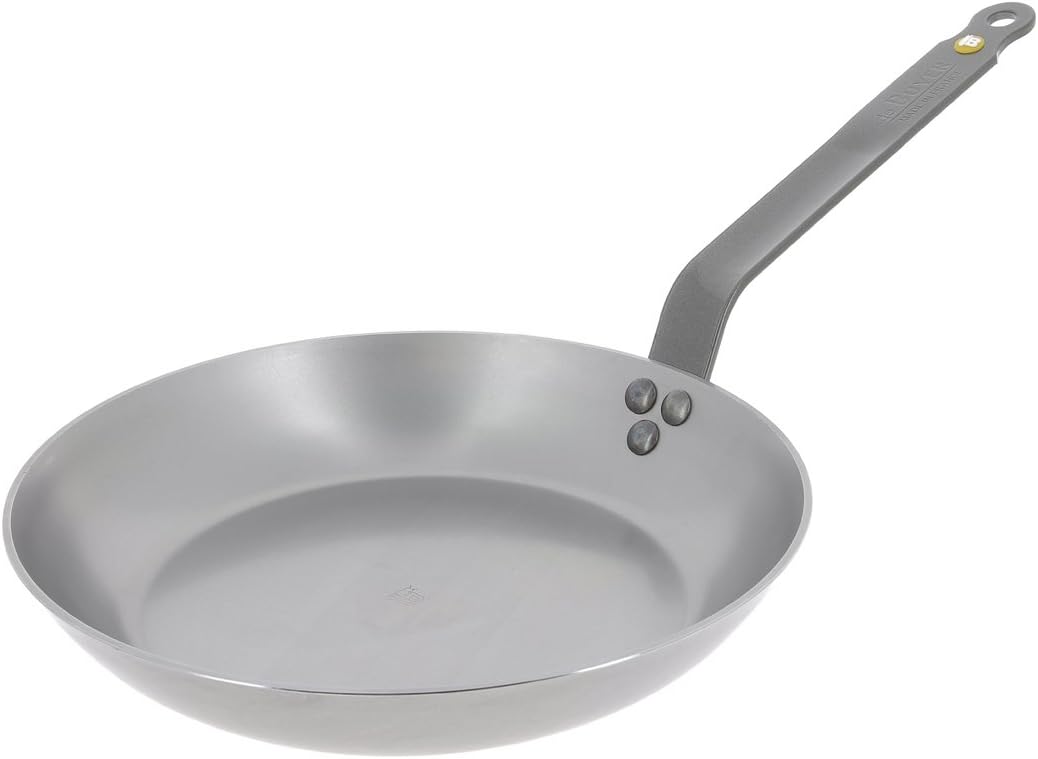 DeBuyer 5614.28 Eisenpfanne, Ø 28 cm & 5610.28 Mineral B Element Bratpfanne, Eisenstahl, silber, Ø 2