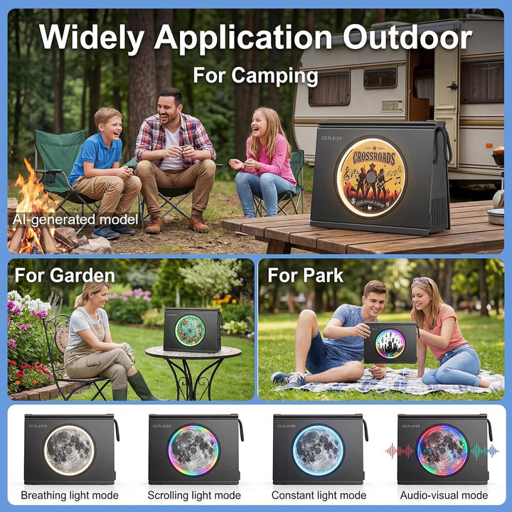 Gueray Tragbarer CD-Spieler mit Licht, Bluetooth 5.3 CD-Player mit Fernbedienung HiFi-Lautsprecher 4
