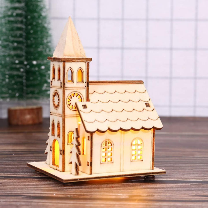 Toyvian LED Weihnachtshaus Beleuchtet Winterdorf Haus Holz Weihnachtsdorf Häuser Holzhaus Weihnachts