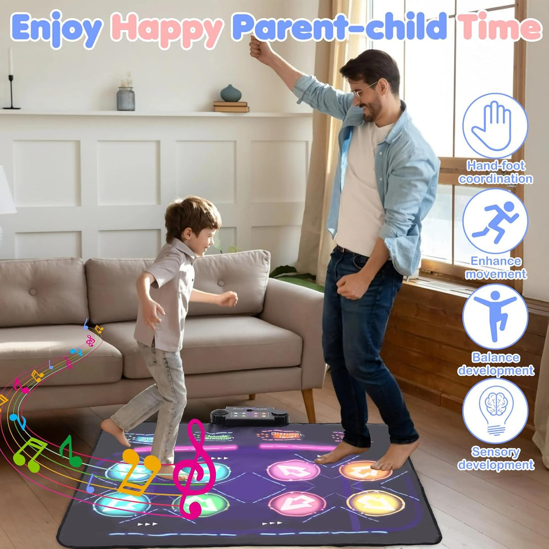 Kinder Doppeltanzmatte, Tanzmatte Kinder Mit Vier Wettkampfmodi 8 LED-Anzeigen,Geeignet Für Kinderta