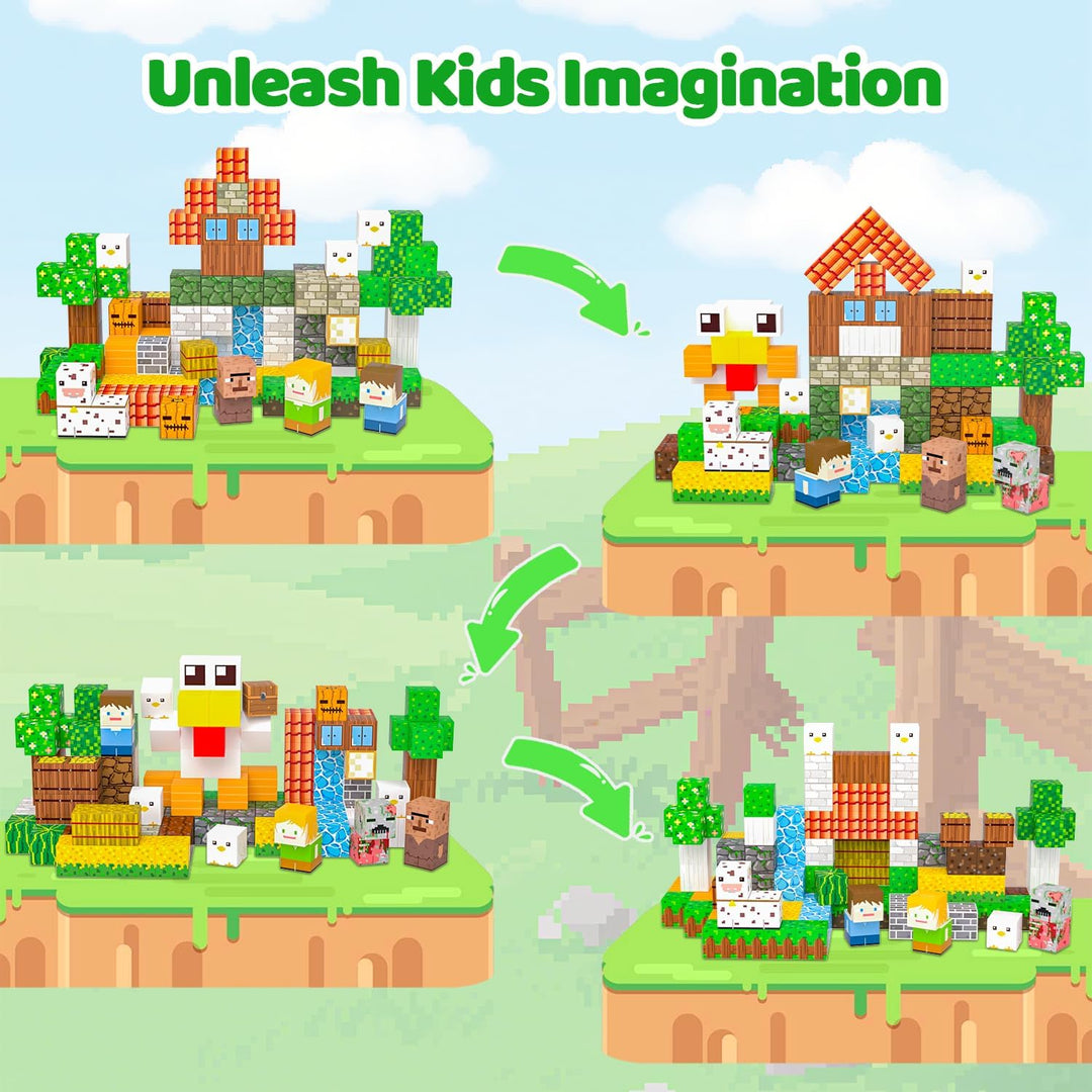 Magnetische Bausteine Bauspielzeug 150 Pcs Magnetbausteine für Kinder Montessori Kreative Spielzeug