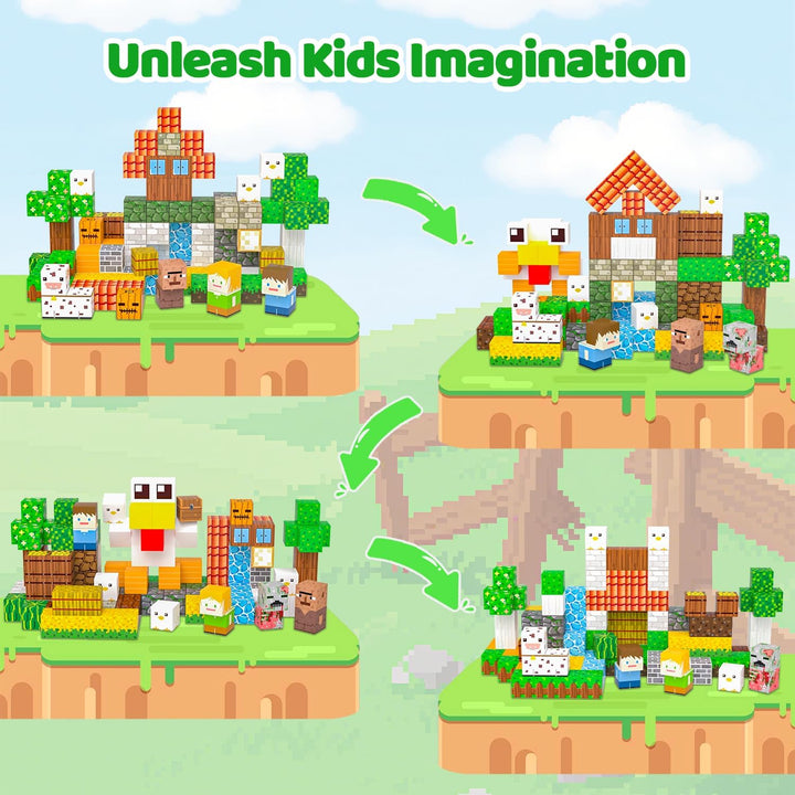 Magnetische Bausteine Bauspielzeug 150 Pcs Magnetbausteine für Kinder Montessori Kreative Spielzeug