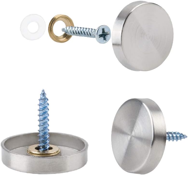 INCREWAY 20 Sätze Edelstahl dekorativ Nägel, 25mm Zylindrisch Spiegel Schrauben Spiegelnagel mit Dek