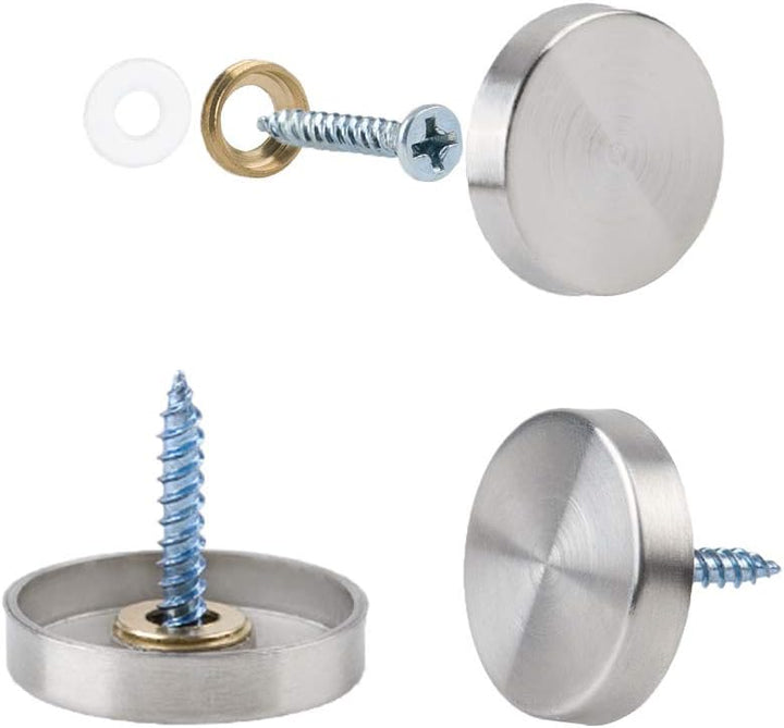 INCREWAY 20 Sätze Edelstahl dekorativ Nägel, 25mm Zylindrisch Spiegel Schrauben Spiegelnagel mit Dek