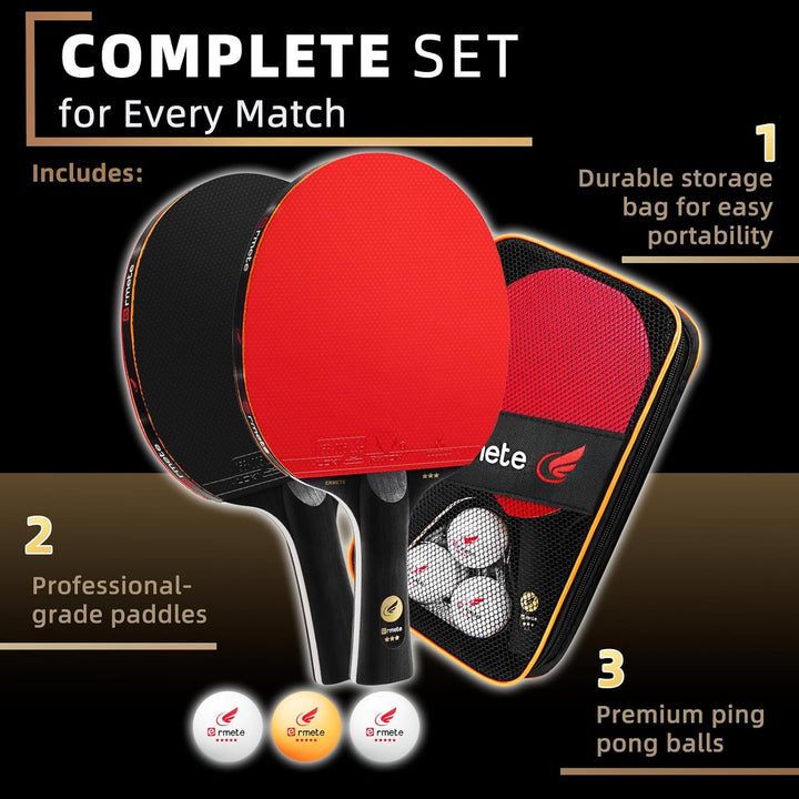 Tischtennis Set, 2 Tischtennisschläger Profi, 3 Tischtennis Bälle und Tragetasche, Ping Pang Set Ide