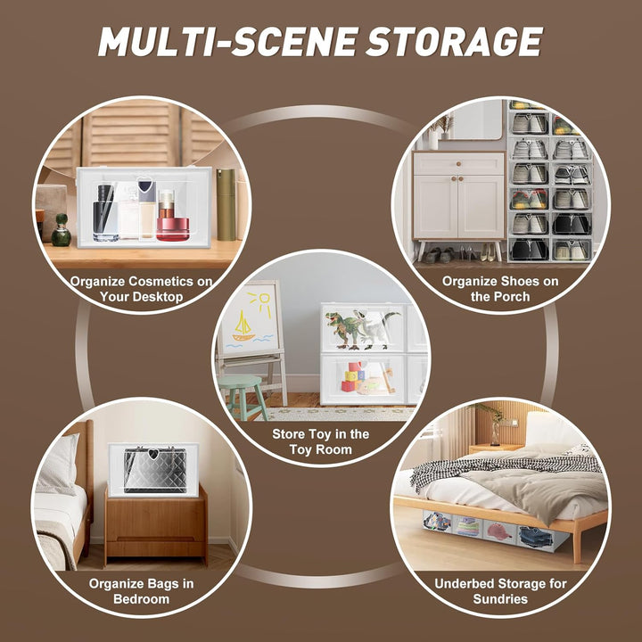 Schuhboxen, 20er transparent-weiss Boxen Aufbewahrung, Herz-Löcher Faltbar Stapelbar Schuhkartons 33