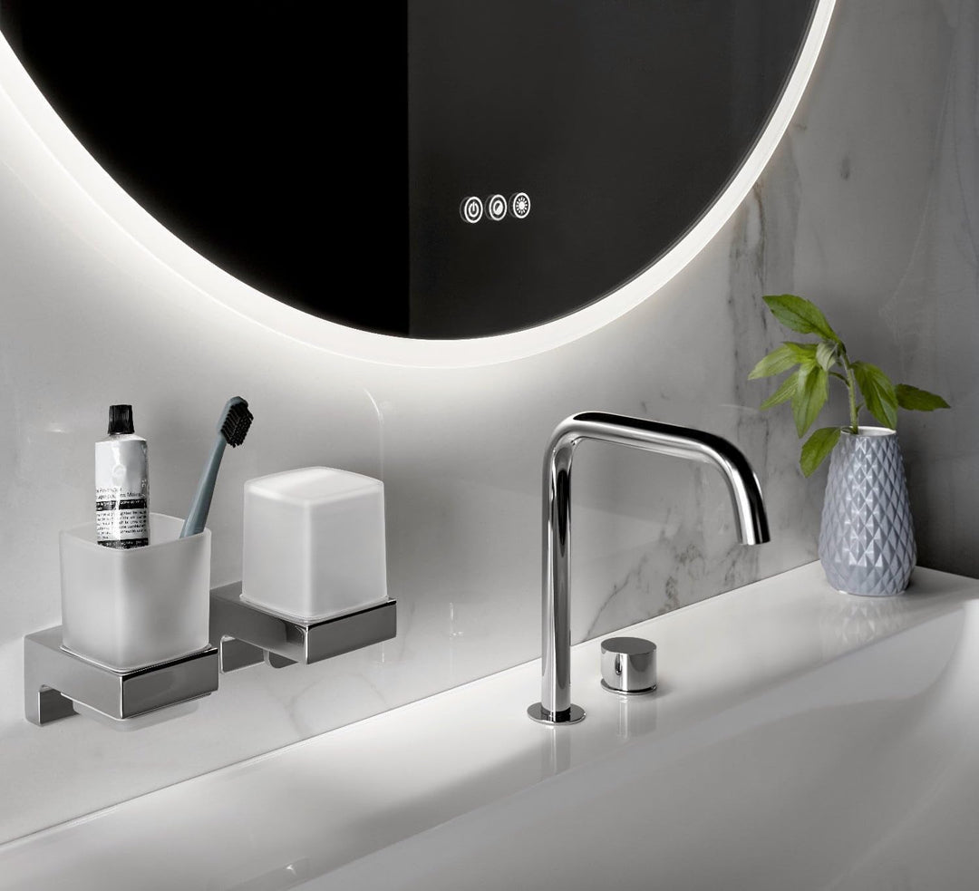 EMCO Cue Flüssigseifenspender, Zeitloser Wandseifenspender zum Kleben oder Schrauben, hochwertiger S