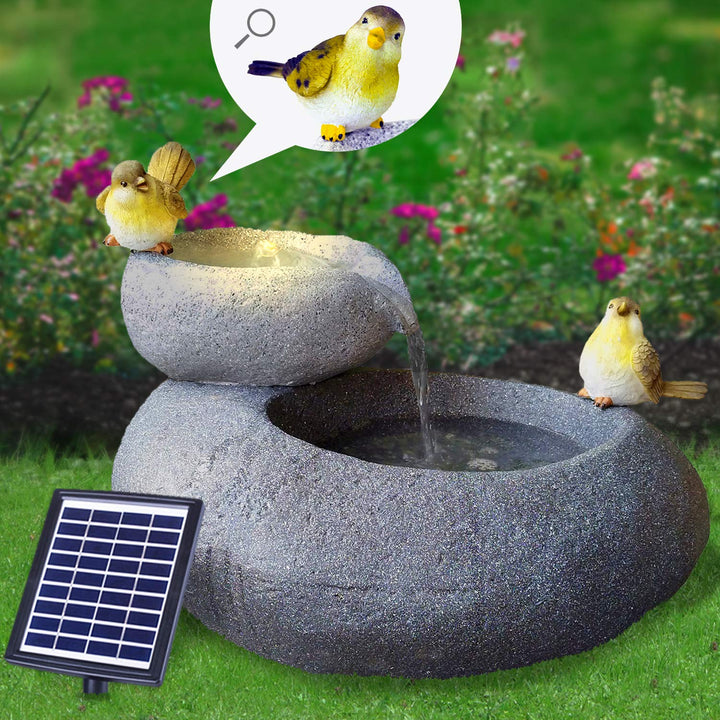 Solar Gartenbrunnen Brunnen Solarbrunnen Zierbrunnen Wasserfall Gartenleuchte Teichpumpe für Terrass