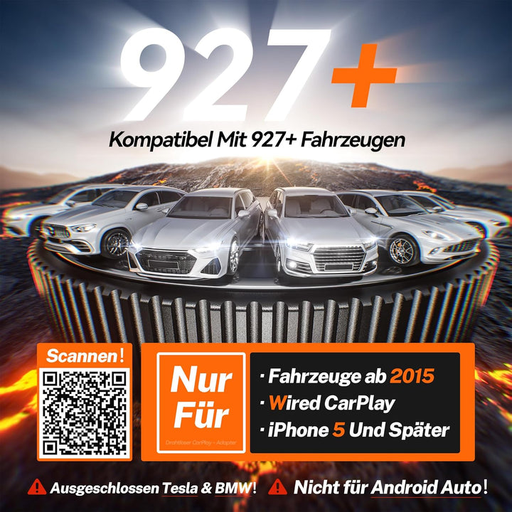 für Apple Carplay Wireless Adapter, 2.Generation, Auto-Verbindung, Keine Latenz, Plug&Play, Mini Wir