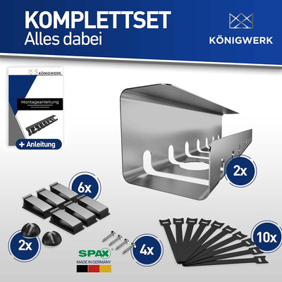 Königwerk Kabelkanal Schreibtisch fürs Kabel Management - Inkl. Zubehör - Tisch Kabelführung Kabelma