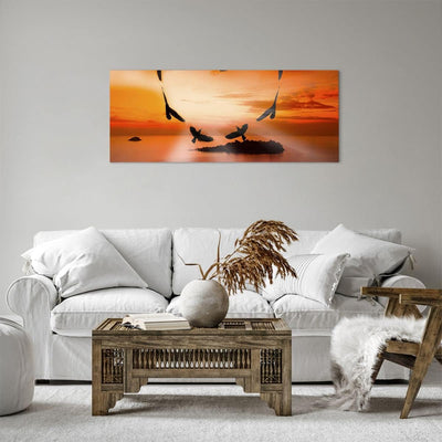 Panorama Bilder auf Leinwand 100x40cm Leinwandbild Natur Landschaft Insel Meer Gross Wanddeko Bild S