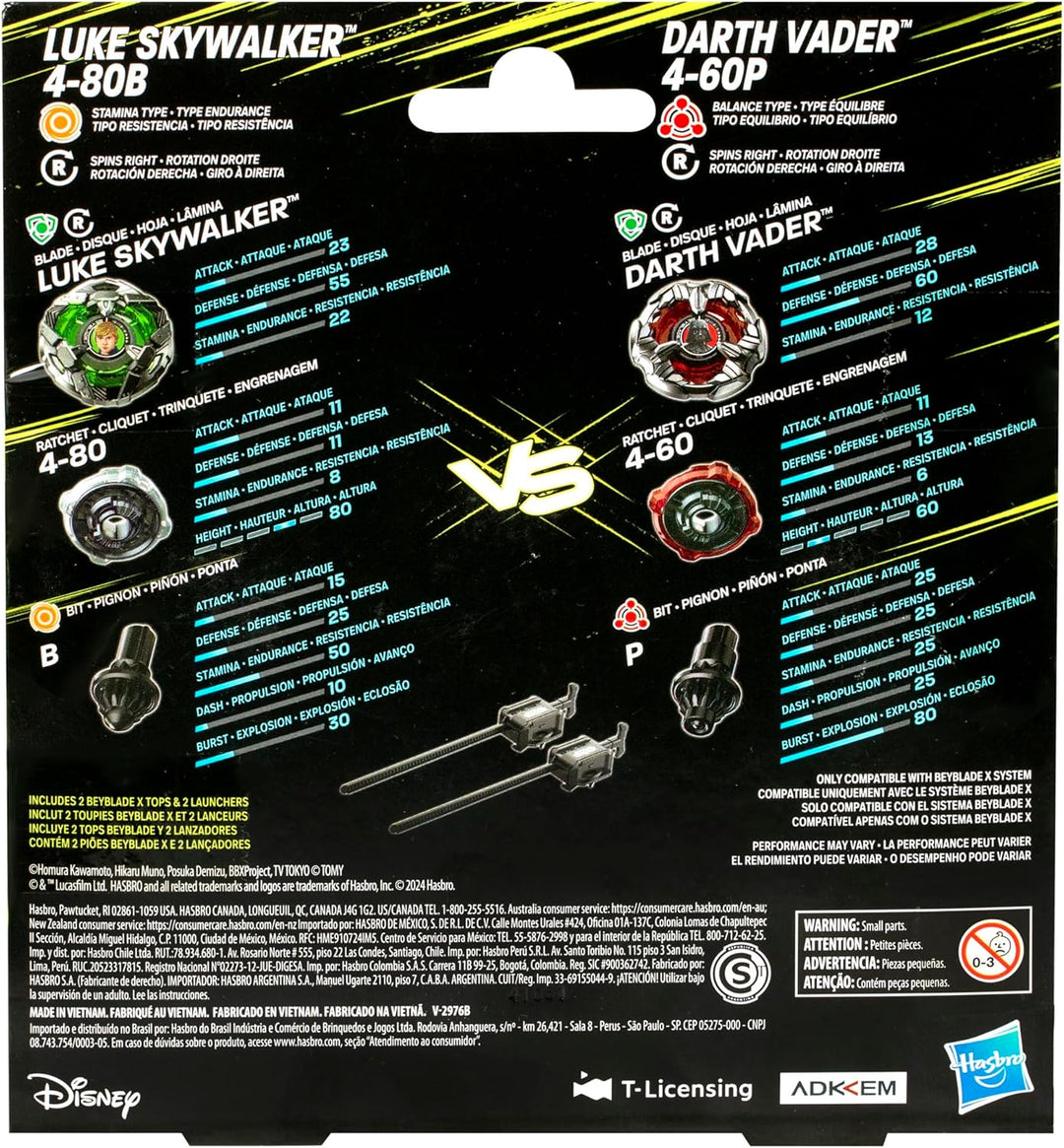 Beyblade X und Star Wars Collab Luke Skywalker 4-80B vs. Darth Vader 4-60B Multipack, Set LUKE SKYWA