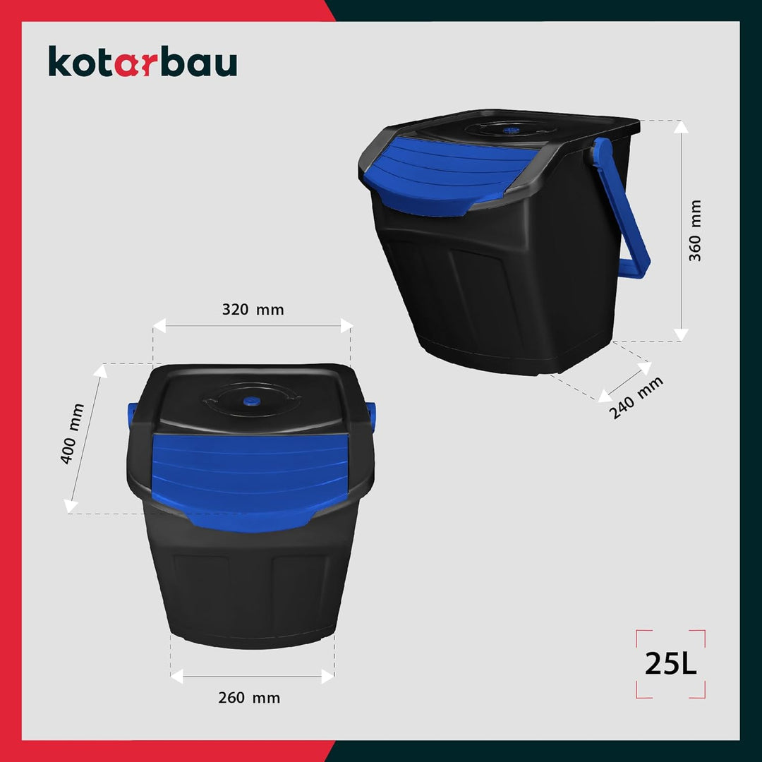 KOTARBAU® Mülltrennsystem Mülleimer Küche 1 Fach Abfalleimer Deckel Plastik Küchenabfalleimer Küchen