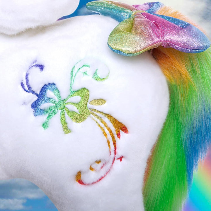 PonyCycle Einhorn Reitpferd, für Kinder 3–4 Jahre, 76cm Hoch, Pferd mit Rollen mit Handbremse, Einho