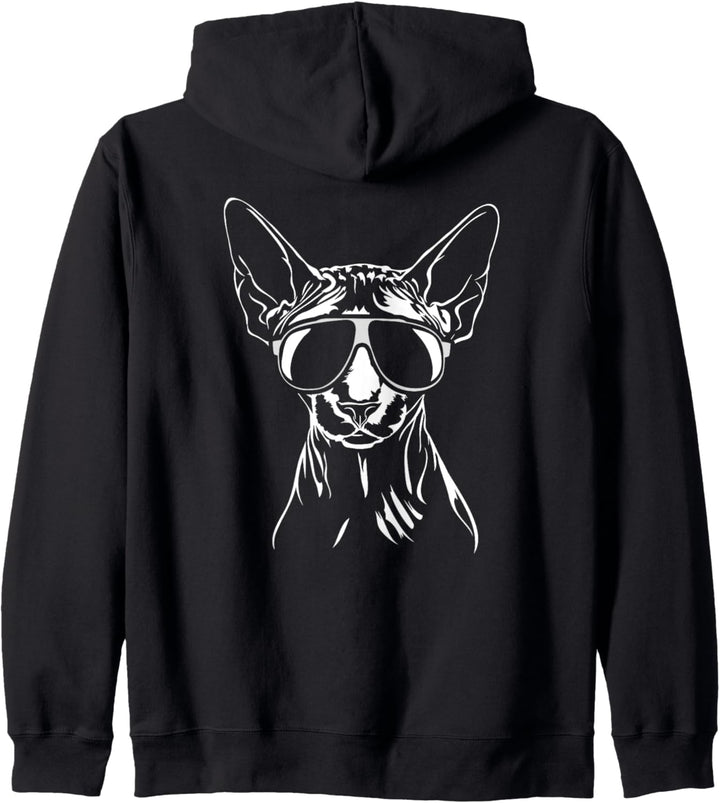 Lustige Sphynx coole Katze mit Sonnenbrille Katzen Kapuzenjacke