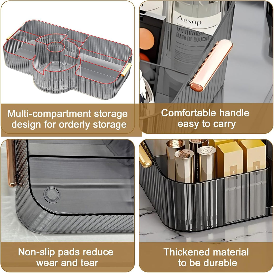 DASITON Make Up Organizer 360° Drehbar Pinsel Organizer, 2-in-1 Kosmetik Organizer mit Griff, Makeup