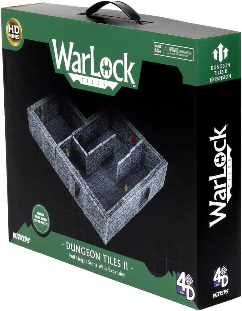 Wiz Kids LLC Warlock Tiles: Dungeon Tiles II - Full Height Stone Walls Expansion, Grey Klassisch, Kl