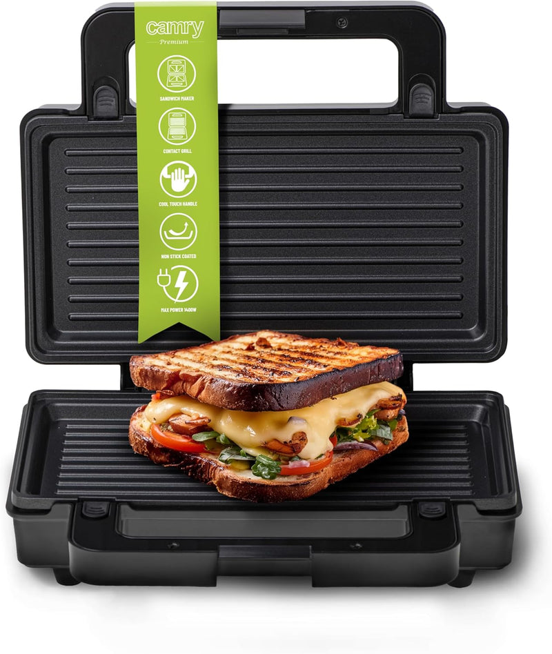 CAMRY Sandwichmaker 2-in-1, Kontaktgrill, Toaster Sandwichtoaster, 2 Arten von austauschbaren Platte