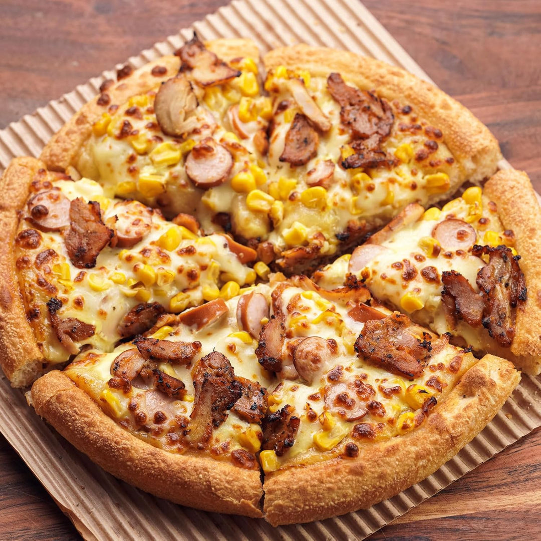 QUARKZMAN Pizza-Ölbeständiges Papier, 100 Stück 10"X10" - Einlagige gewellte Pizza-Unterlage aus Pap
