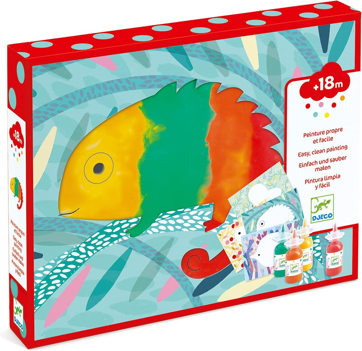 DJECO Fingermalerei-Set für Kleinkinder, kleine Barbouille, saubere Malerei, Spritzen und Ausbreiten