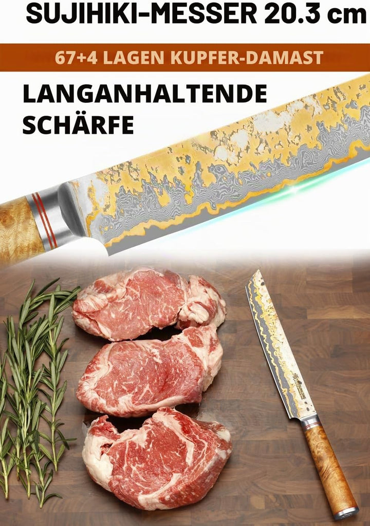 YOUSUNLONG Sashimi-Schneidemesser - 215mm Sujihiki Yanagiba Messer - Superscharfer Schnitt - Japanis