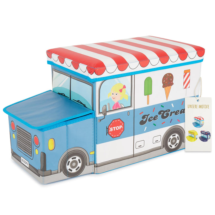 Bieco Aufbewahrungsbox mit Deckel Kinder Icecream, faltbar, Sitzhocker mit Sitzgelegenheit, und Pols