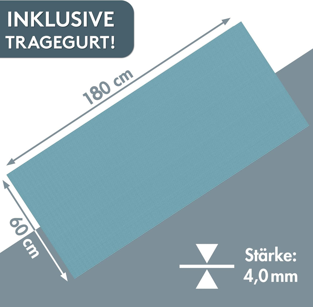 LILENO SPORTS Yoga Matte (180x60cm) inkl. Tragegurt - Sport und Yogamatte extra rutschfest in 4 mm D