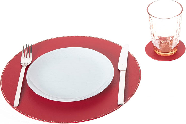 Nikalaz Rund Platzsets und Untersetzer aus recyceltem Leder, 4 Stück Tischsets, Tisch-Matten, Platzd
