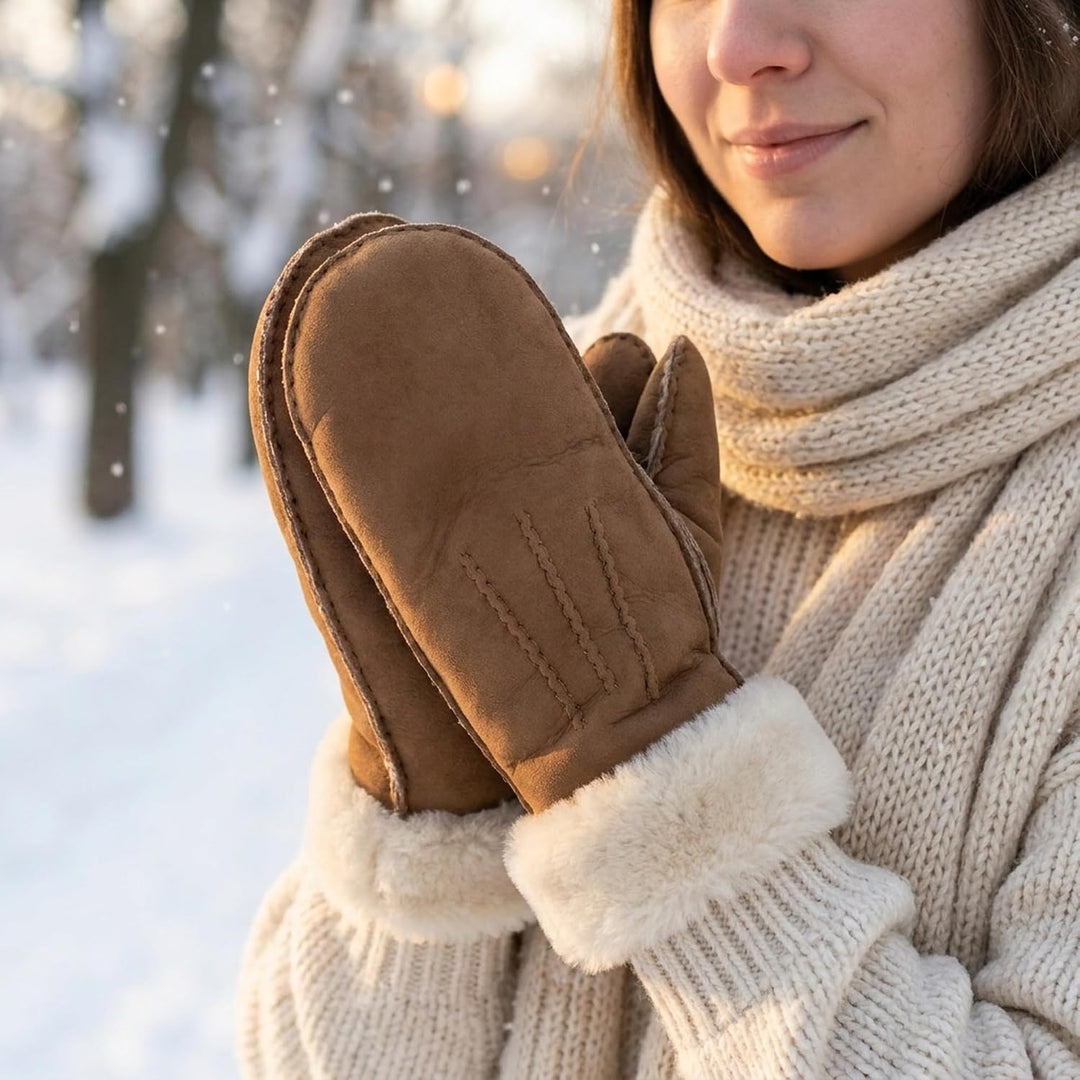 Rohn Moden Lammfell Fausthandschuhe Arber – Luxuriöse Fäustlinge für Damen und Herren, gefertigt aus