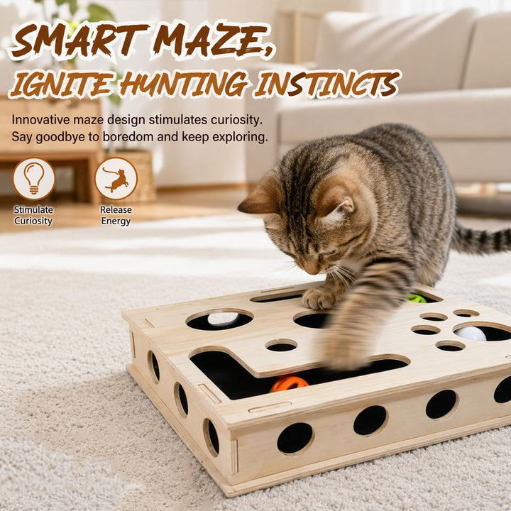 Katzenkratzpuzzle Anreicherungsbox 30X25CM, Interaktives katzenspielzeug Selbstbeschäftigung, Kratzp