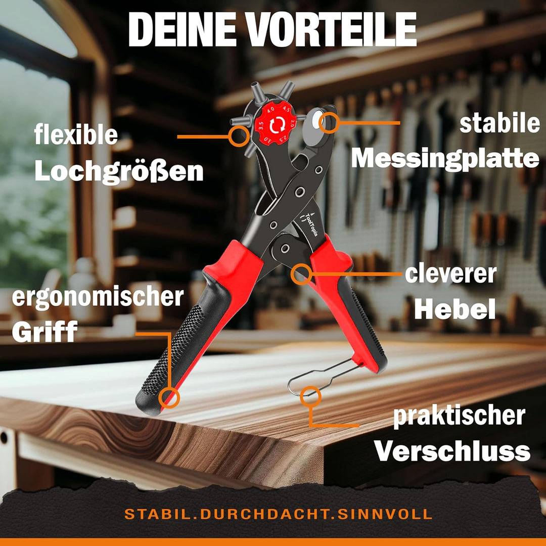Lochzange für Leder [KOMPLETTSET], Locheisen | Lochstanzer als Leder Werkzeug, Papier, Gürtel Locher