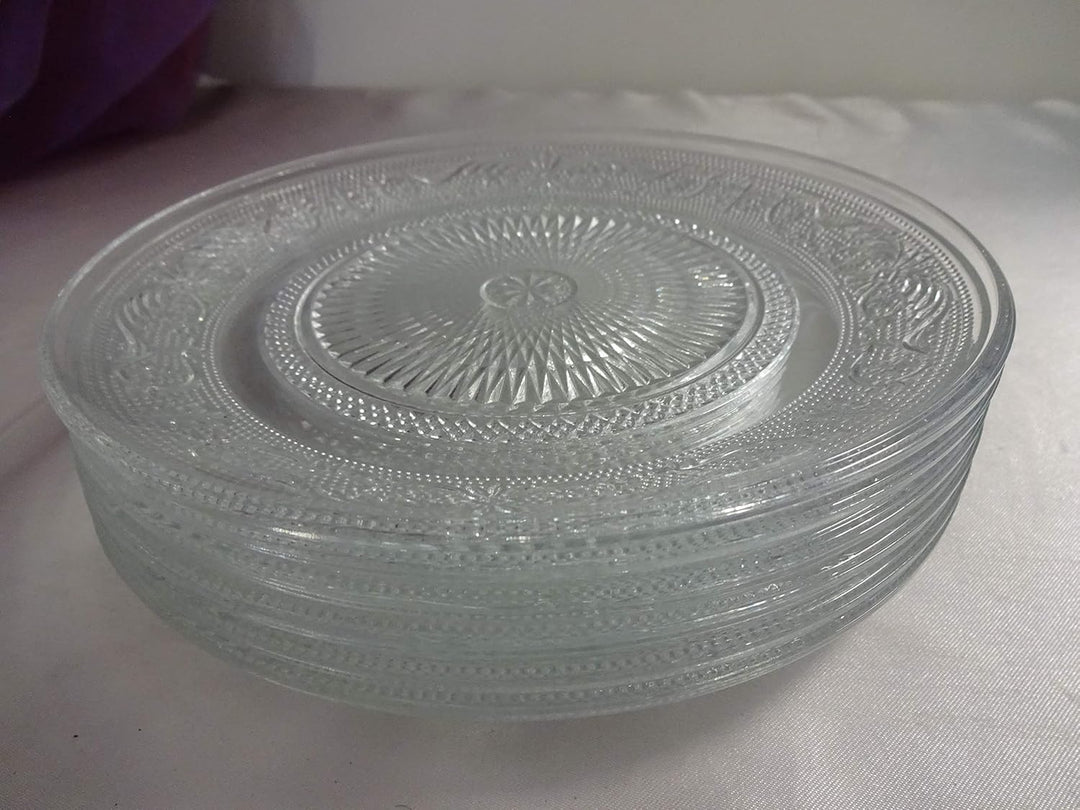 6 Schöne nostalgische Kuchenteller Dessertteller Teller Servierplatte Glas 20 cm