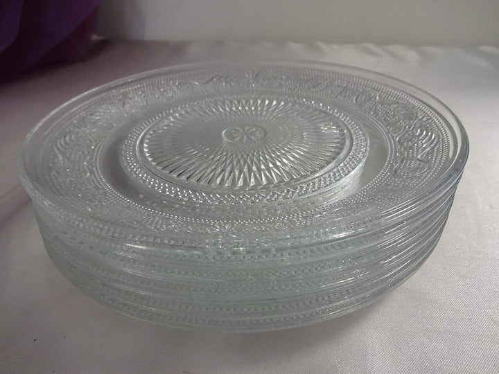 6 Schöne nostalgische Kuchenteller Dessertteller Teller Servierplatte Glas 20 cm