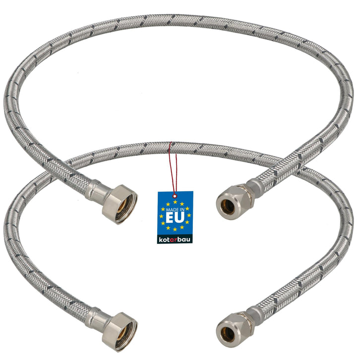 KOTARBAU® Flexschlauch, Wasserschlauch 90 cm, Panzerschlauch 1/2“ x 3/8“ 90 cm 2er Set 1/2" X 3/8",