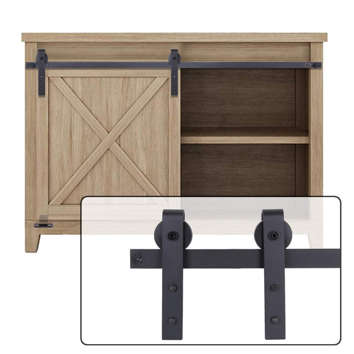 EGTink 90cm/2,95FT Mini Schiebetürbeschlag Set für Einzeltüren Schränke, Schiebetürsystem mit Laufro