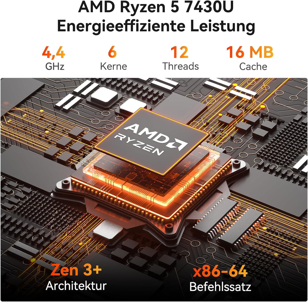 GEEKOM A6 Mini PC, AMD Ryzen 7 6800H (bis 4.7GHz), 16GB DDR5 RAM 512GB SSD, Mini Computer für Homeof