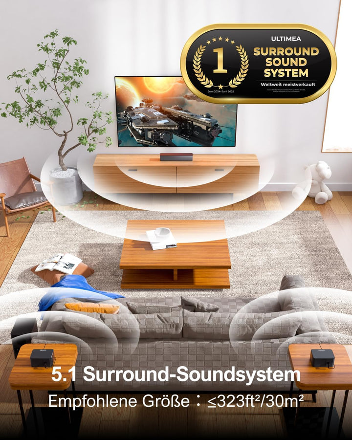 ULTIMEA 5.1 Surround Soundbar, 3D Surround Sound System, Soundbar für TV Geräte mit Subwoofer und Re
